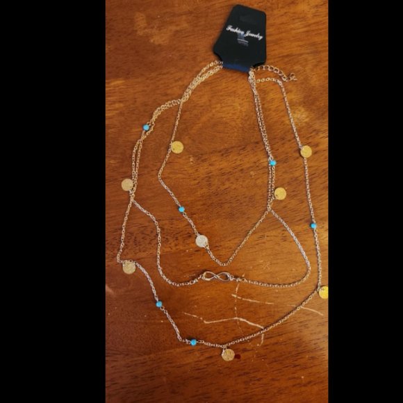 Dainty Layered Gold Tone Necklace - Picture 2 of 3